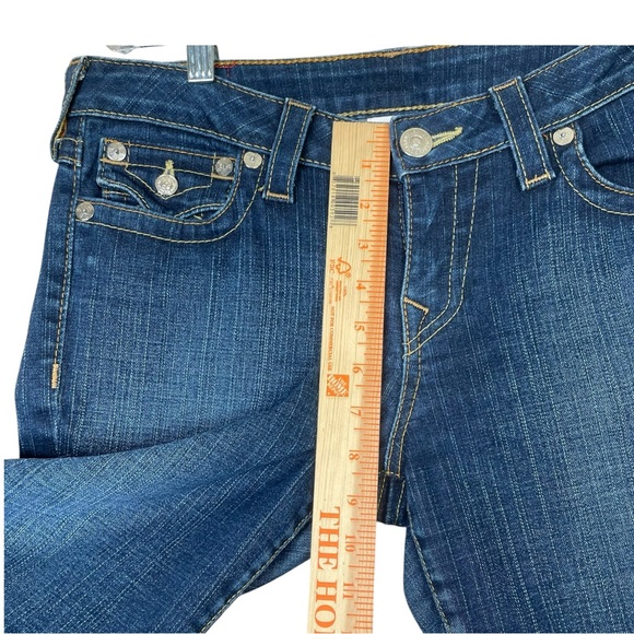 True Religion Jeans Woman 30 Becky Blue Mid Rise Bootcut Flap Pocket Made USA - Picture 13 of 14